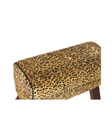 REPOSAPIES MADERA PIEL 67X30X51 LEOPARDO MARRON