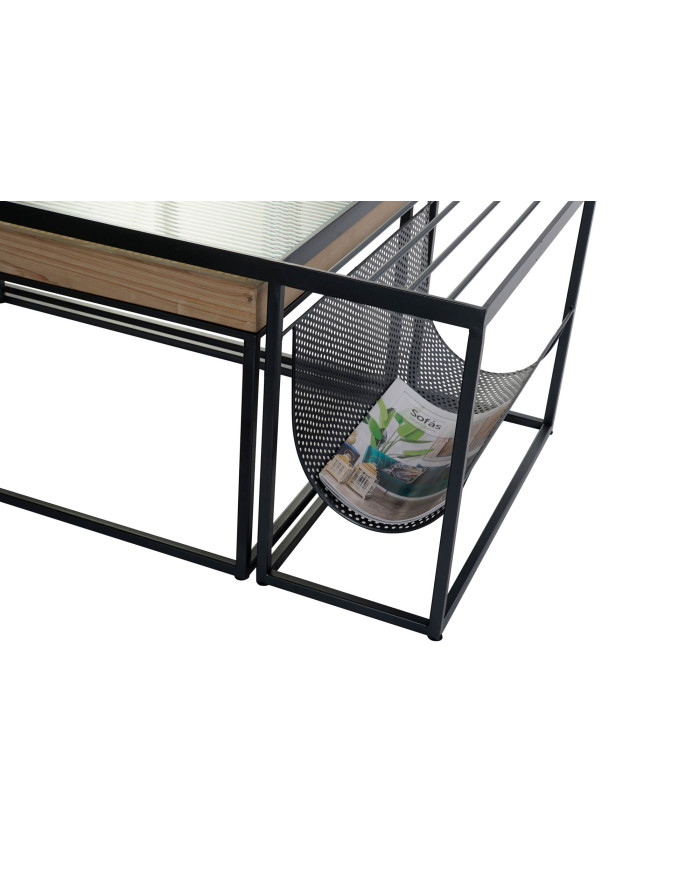 MESA CENTRO SET 2 METAL CRISTAL 110X60X45 NATURAL
