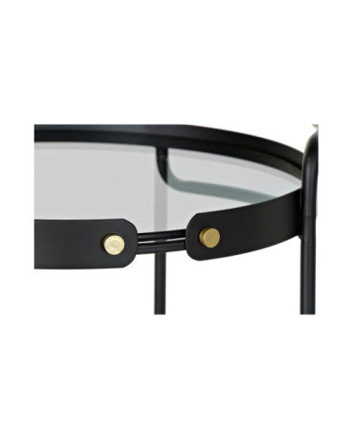 MESITA AUXILIAR METAL CRISTAL 47X46X71 NEGRO