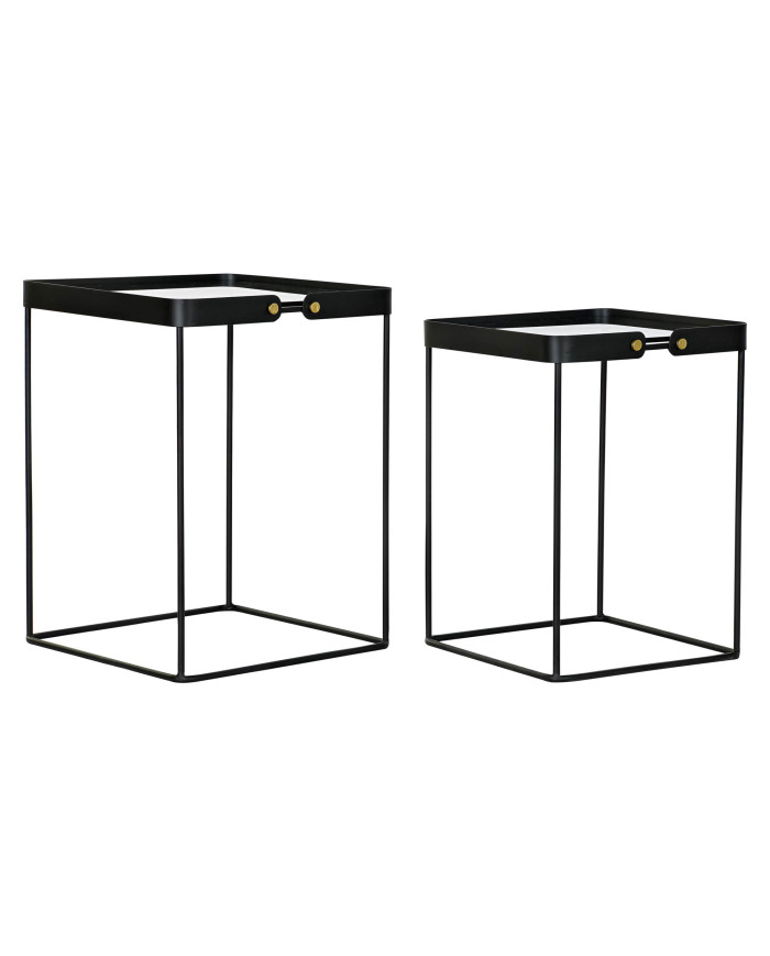 MESITA AUXILIAR SET 2 METAL CRISTAL 42X42X56 NEGRO