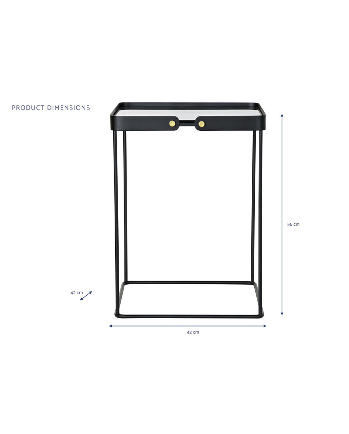 MESITA AUXILIAR SET 2 METAL CRISTAL 42X42X56 NEGRO