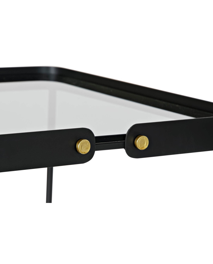 MESITA AUXILIAR SET 2 METAL CRISTAL 42X42X56 NEGRO