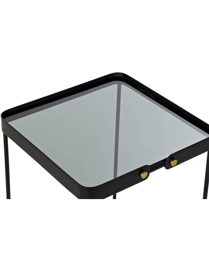 MESITA AUXILIAR SET 2 METAL CRISTAL 42X42X56 NEGRO