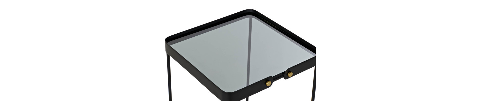 MESITA AUXILIAR SET 2 METAL CRISTAL 42X42X56 NEGRO