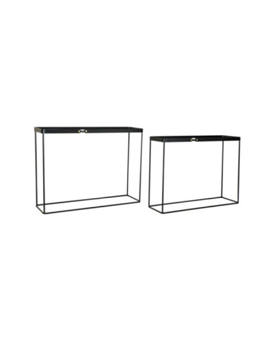 CONSOLA SET 2 METAL CRISTAL 107,5X32,5X80,5 NEGRO