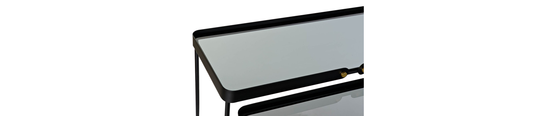 CONSOLA SET 2 METAL CRISTAL 107,5X32,5X80,5 NEGRO