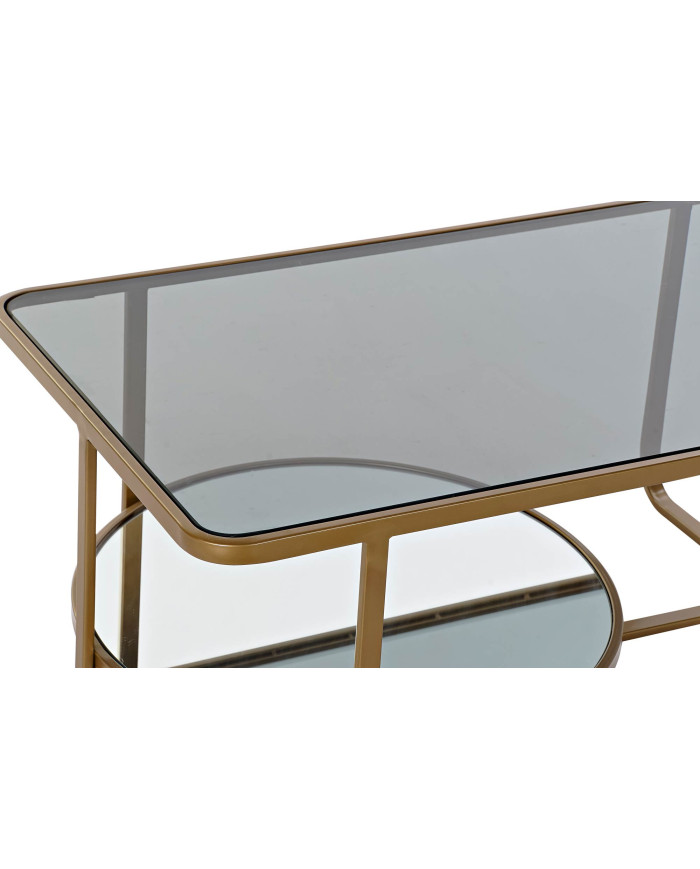 MESA CENTRO METAL CRISTAL 90X50X35 MATE DORADO
