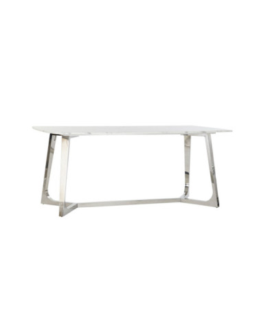 MESA COMEDOR ACERO MARMOL 180X90X76 PLATEADO