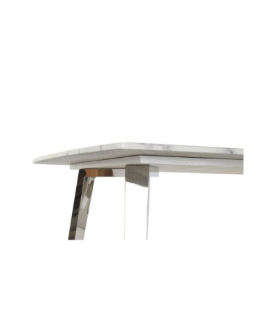 MESA COMEDOR ACERO MARMOL 180X90X76 PLATEADO