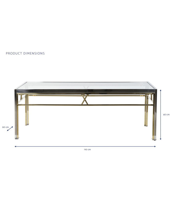 MESA CENTRO ACERO CRISTAL 110X60X40 PLATEADO
