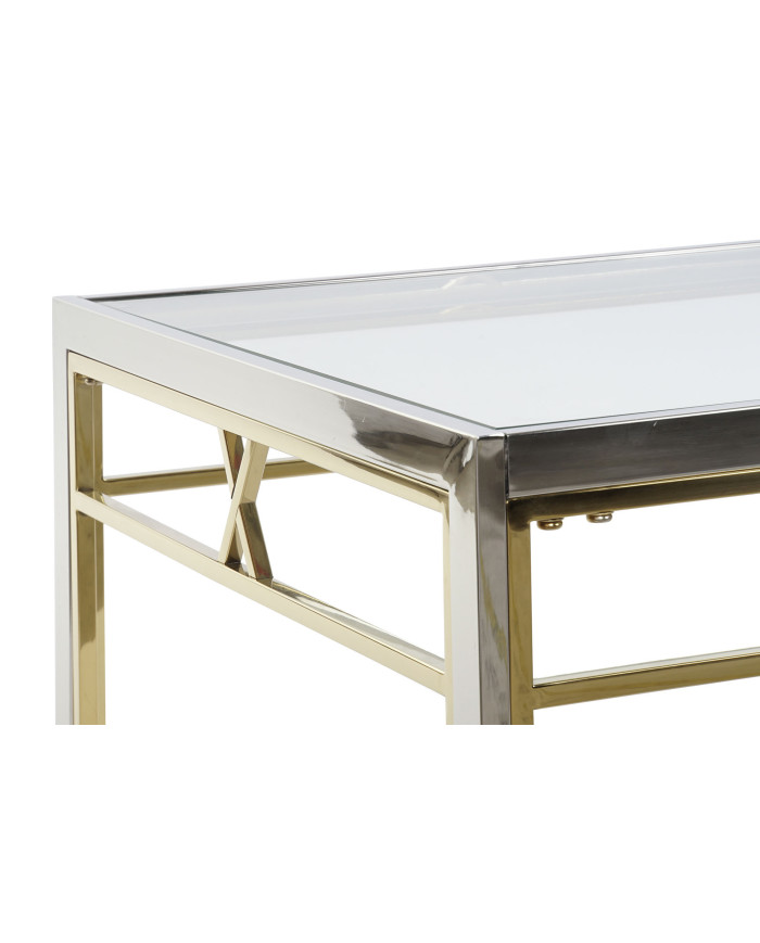 MESA CENTRO ACERO CRISTAL 110X60X40 PLATEADO