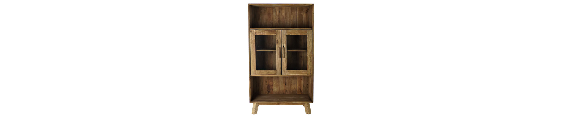 ESTANTERIA MADERA RECICLADA CRISTAL 90X40X160