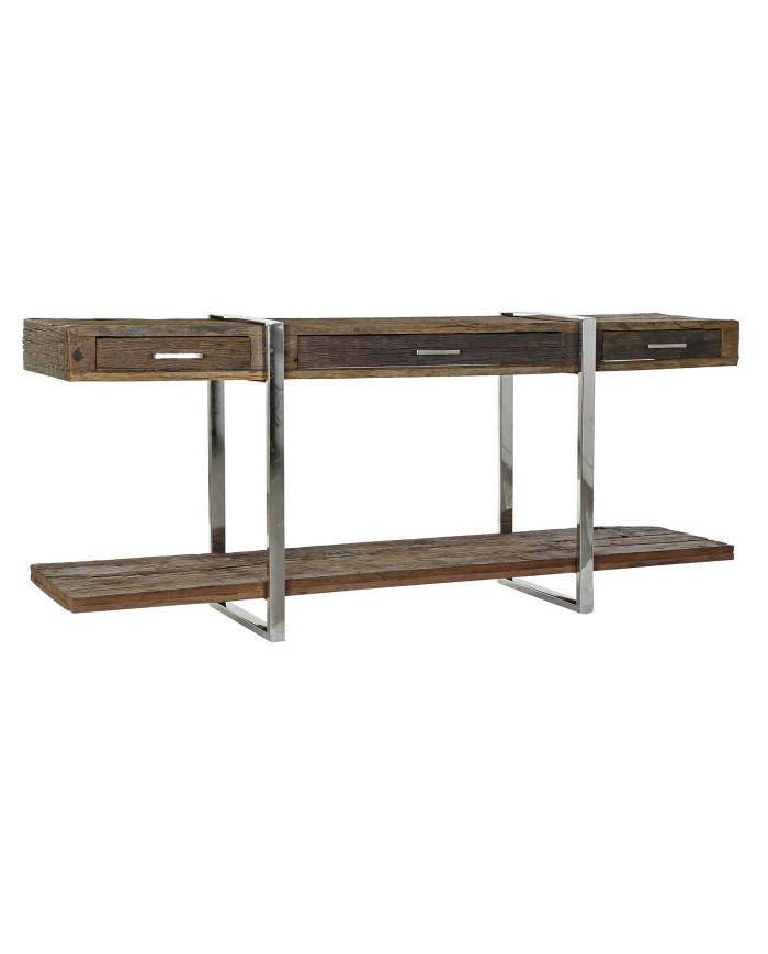 CONSOLA MADERA RECICLADA ACERO 180X44X75 CROMADO