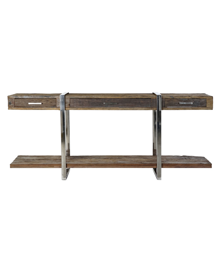 CONSOLA MADERA RECICLADA ACERO 180X44X75 CROMADO