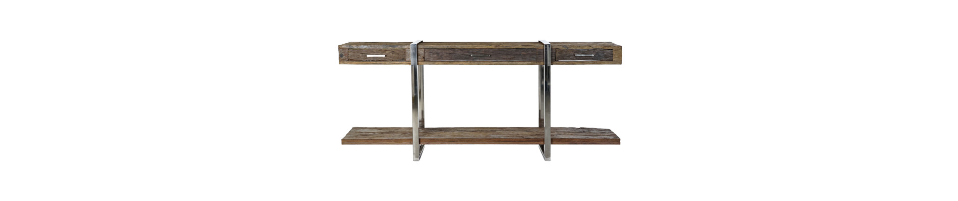 CONSOLA MADERA RECICLADA ACERO 180X44X75 CROMADO