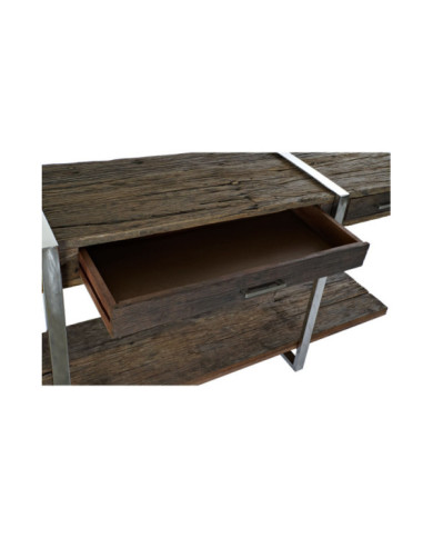CONSOLA MADERA RECICLADA ACERO 180X44X75 CROMADO