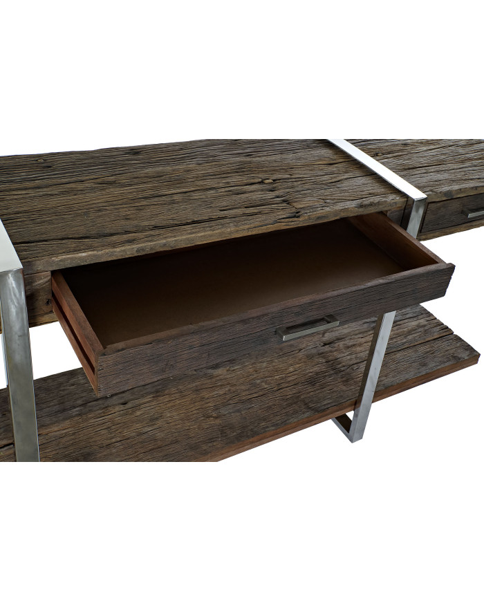 CONSOLA MADERA RECICLADA ACERO 180X44X75 CROMADO