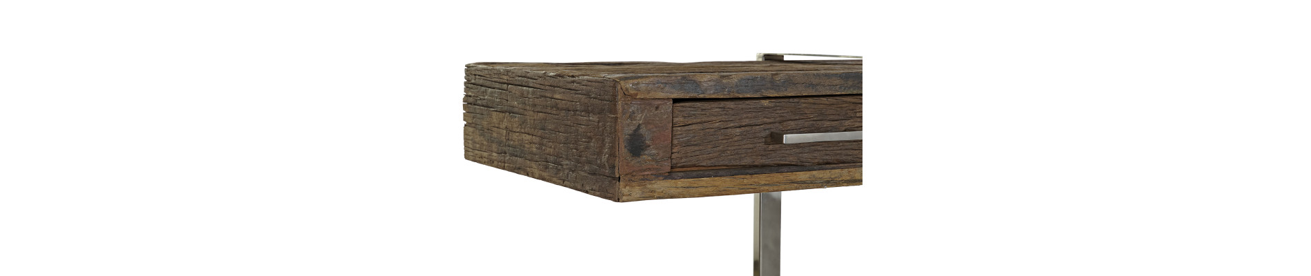 CONSOLA MADERA RECICLADA ACERO 180X44X75 CROMADO