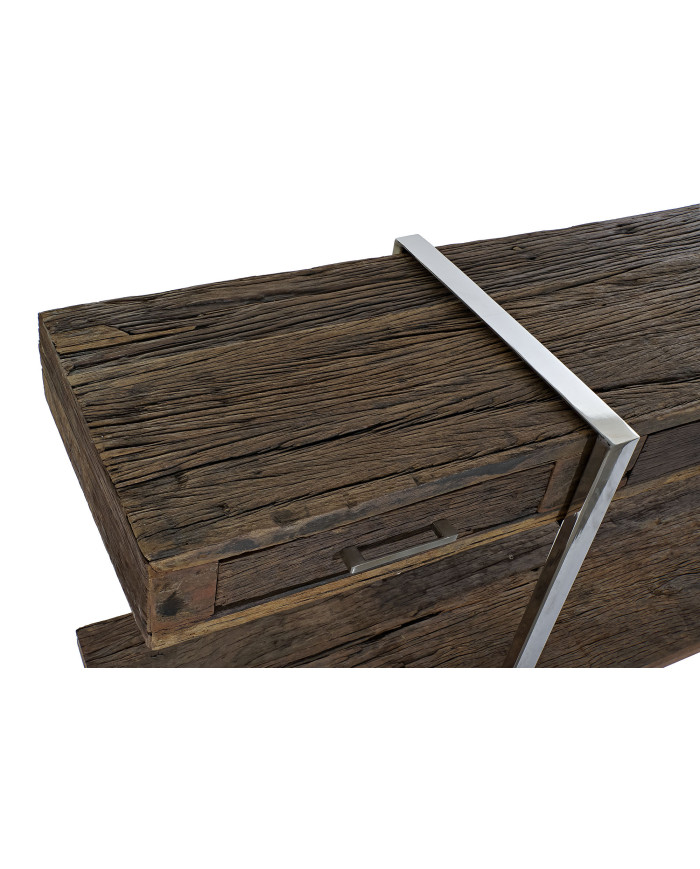 CONSOLA MADERA RECICLADA ACERO 180X44X75 CROMADO