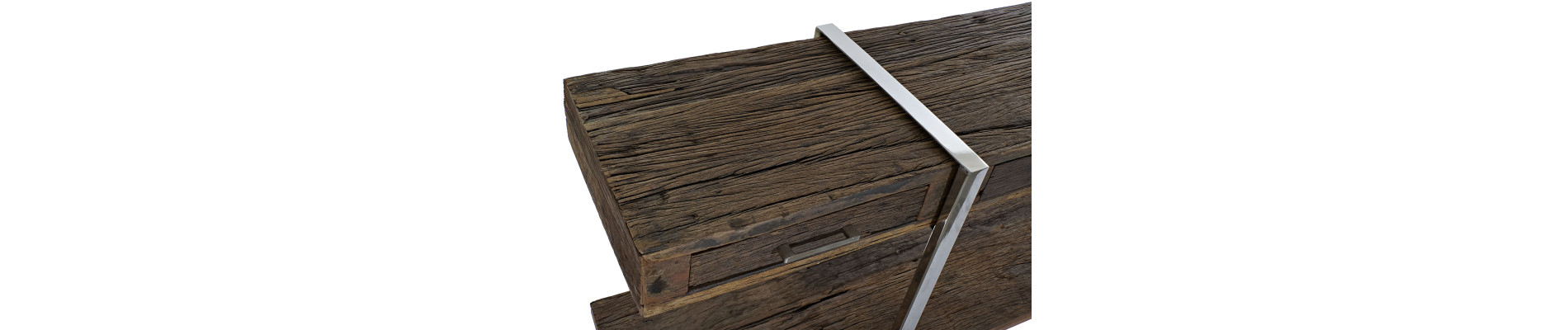 CONSOLA MADERA RECICLADA ACERO 180X44X75 CROMADO