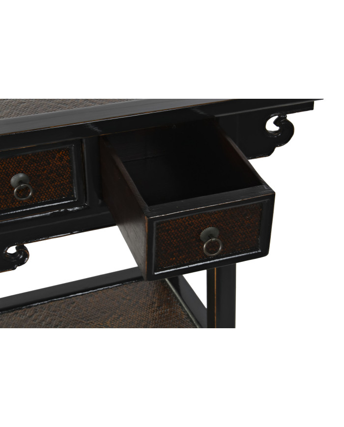 CONSOLA OLMO 85X35X80 2 CAJONES NEGRO