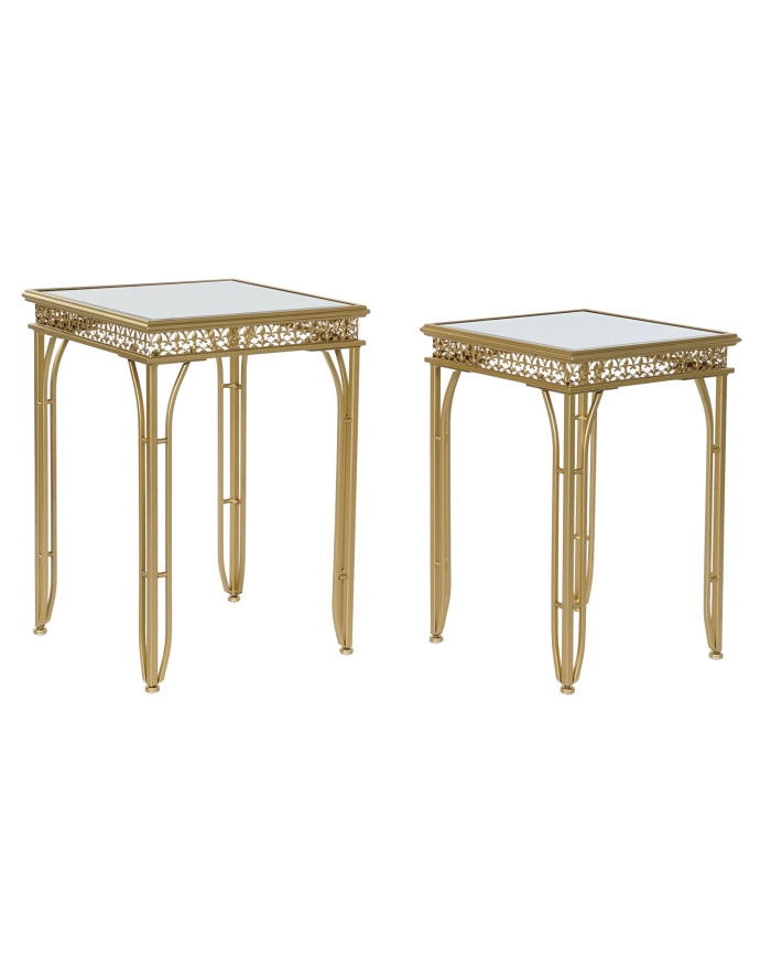 MESITA AUXILIAR SET 2 METAL ESPEJO 40X40X56 DORADO
