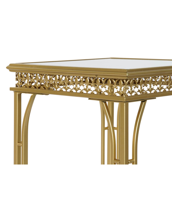 MESITA AUXILIAR SET 2 METAL ESPEJO 40X40X56 DORADO
