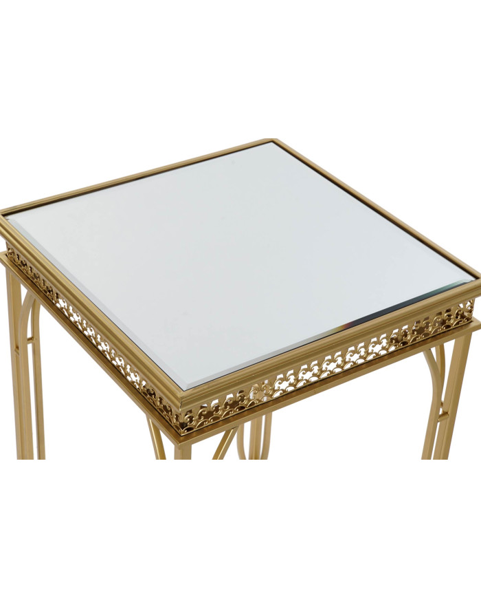 MESITA AUXILIAR SET 2 METAL ESPEJO 40X40X56 DORADO