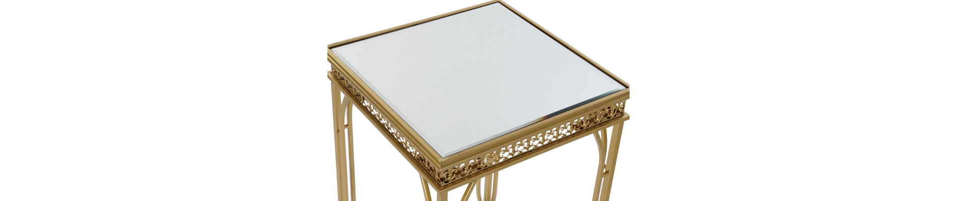 MESITA AUXILIAR SET 2 METAL ESPEJO 40X40X56 DORADO