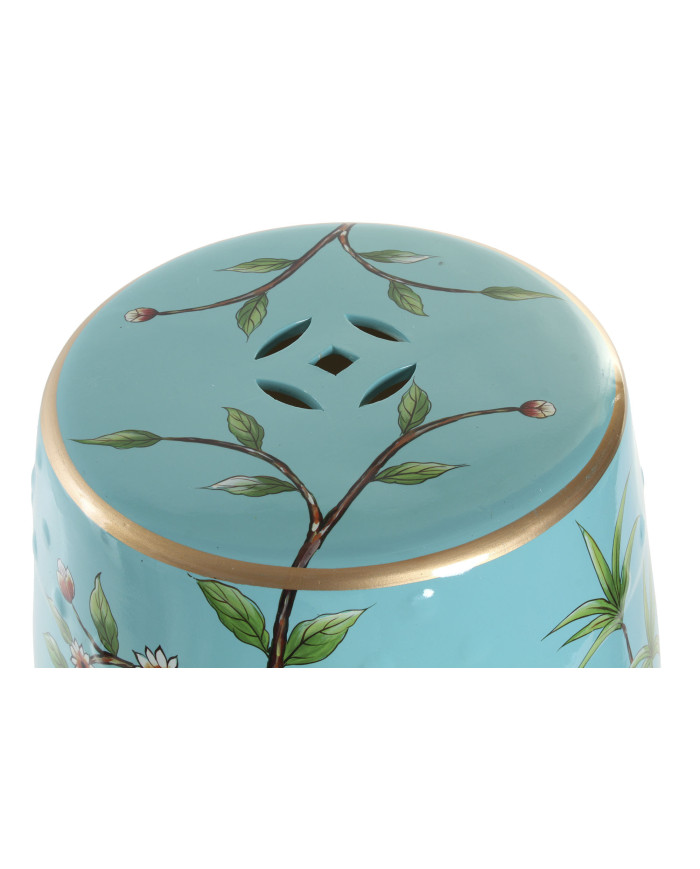 MESITA AUXILIAR PORCELANA 35X35X45 PAJAROS AZUL