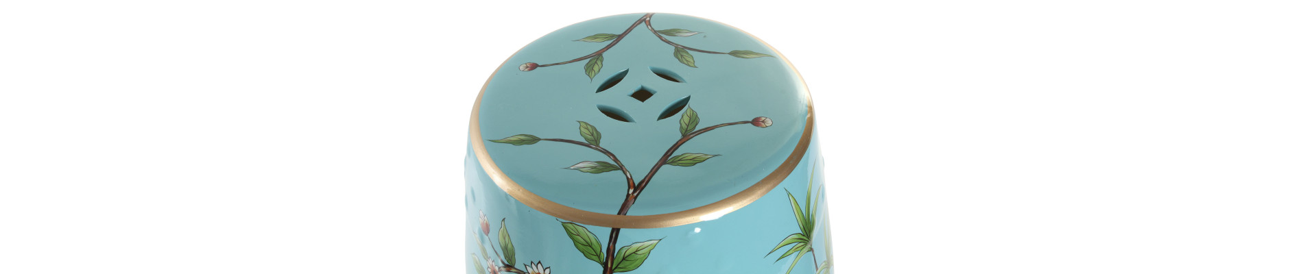 MESITA AUXILIAR PORCELANA 35X35X45 PAJAROS AZUL