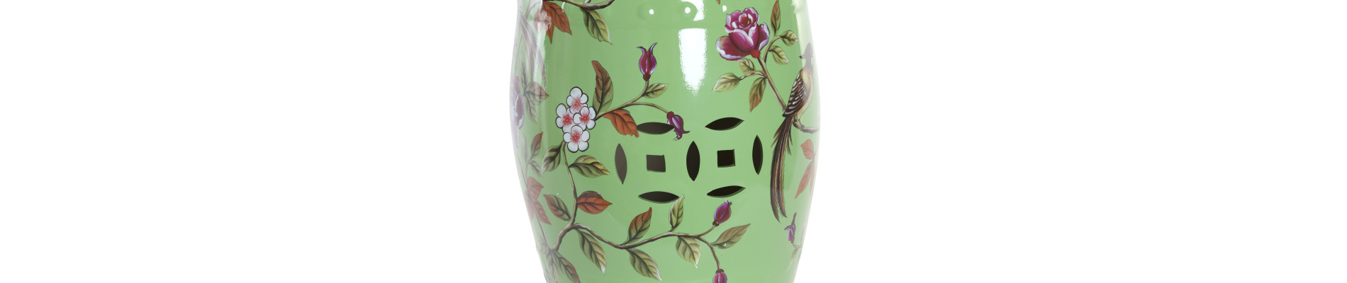 MESITA AUXILIAR PORCELANA 35X35X45 PAJAROS VERDE