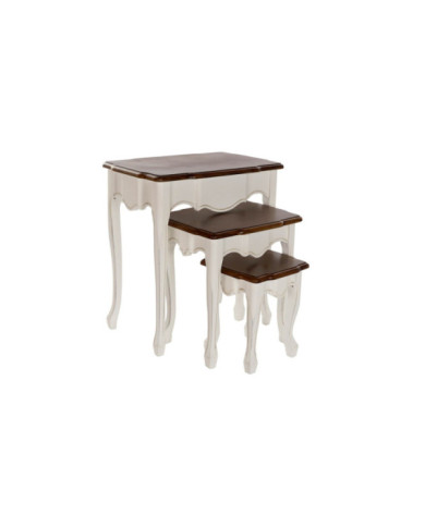 MESITA AUXILIAR SET 3 PAULOWNIA 60X40X66 BLANCO