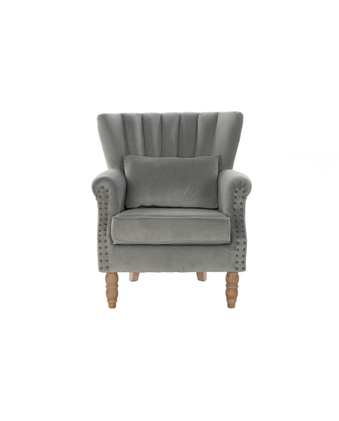 SILLON VELVET RUBBERWOOD 73X75X87 COJIN GRIS CLARO