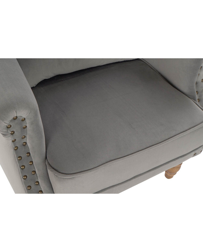SILLON VELVET RUBBERWOOD 73X75X87 COJIN GRIS CLARO