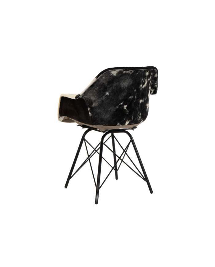 SILLA METAL PIEL 60,5X53X81,5 VACA NEGRO