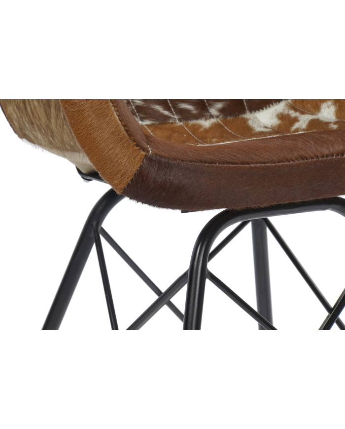 SILLA METAL PIEL 61X53X81,5 VACA MARRON