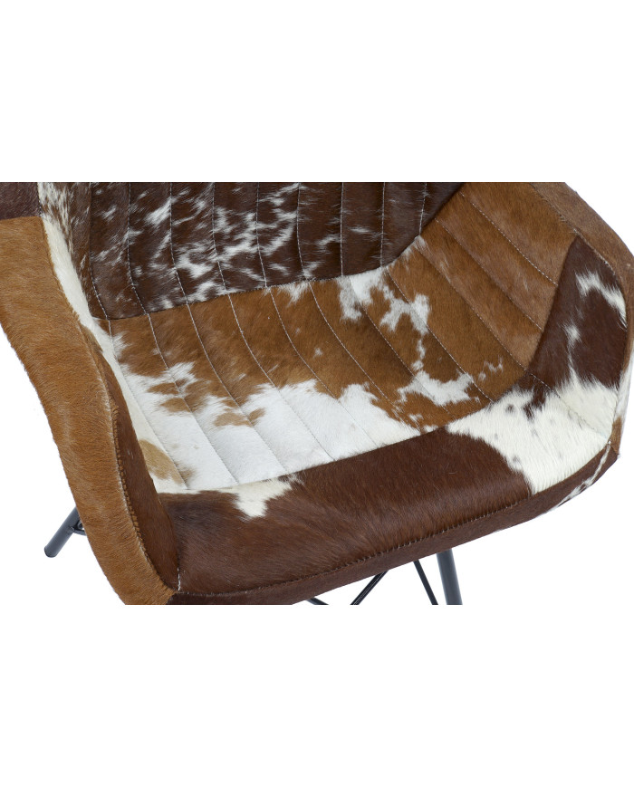 SILLA METAL PIEL 61X53X81,5 VACA MARRON