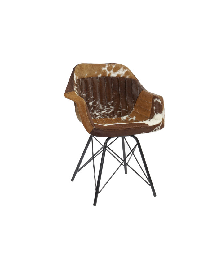 SILLA METAL PIEL 61X53X81,5 VACA MARRON
