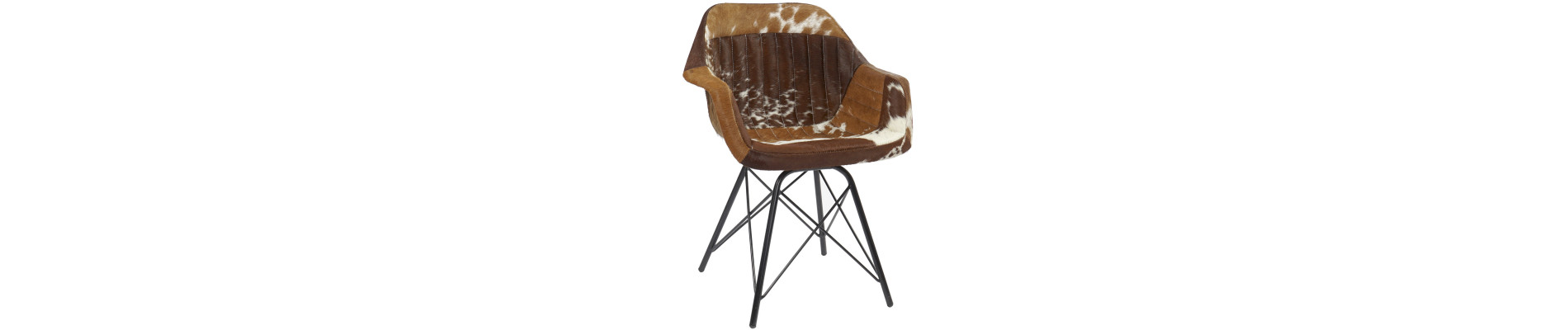 SILLA METAL PIEL 61X53X81,5 VACA MARRON