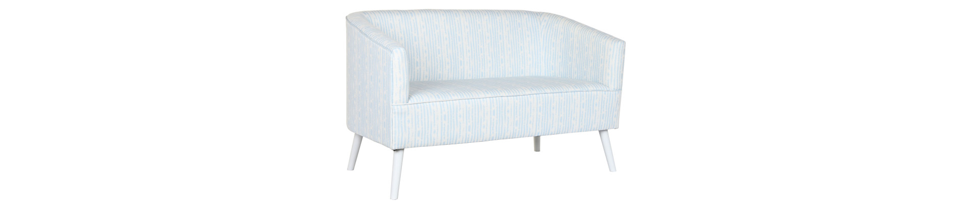 SOFA POLIESTER METAL 130X68X78 RAYAS AZUL CELESTE