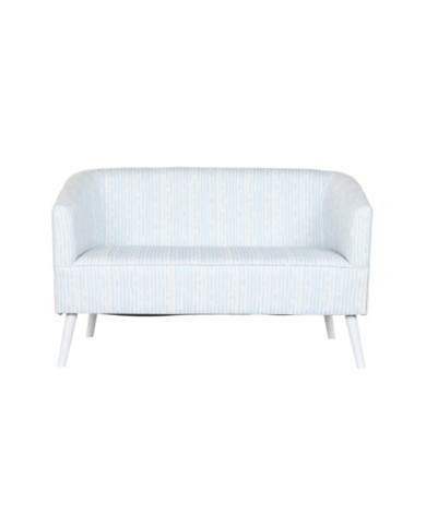 SOFA POLIESTER METAL 130X68X78 RAYAS AZUL CELESTE