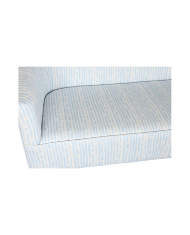 SOFA POLIESTER METAL 130X68X78 RAYAS AZUL CELESTE