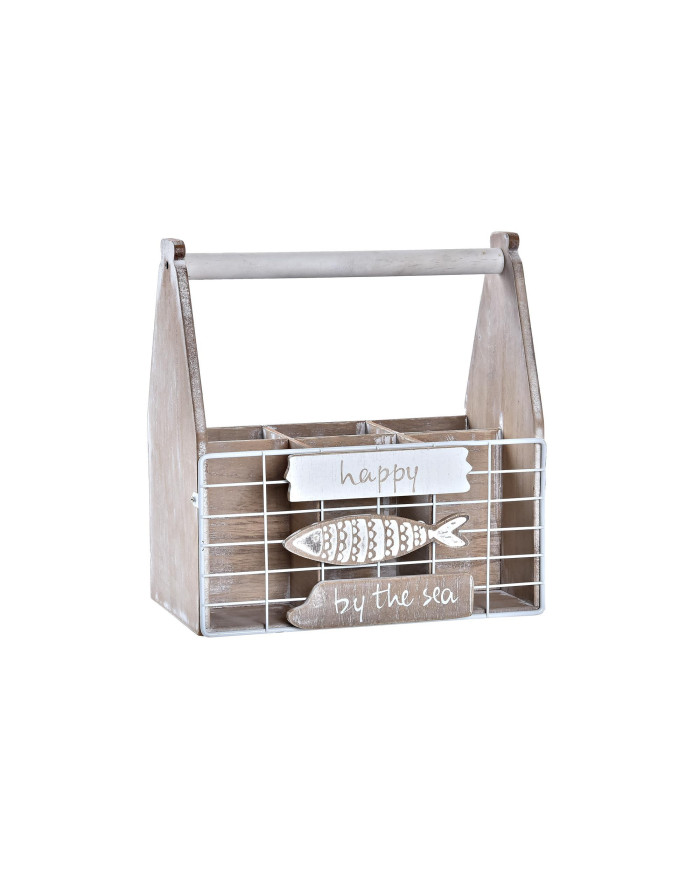 BOTELLERO MADERA METAL 26X15X27 PECES MARRON