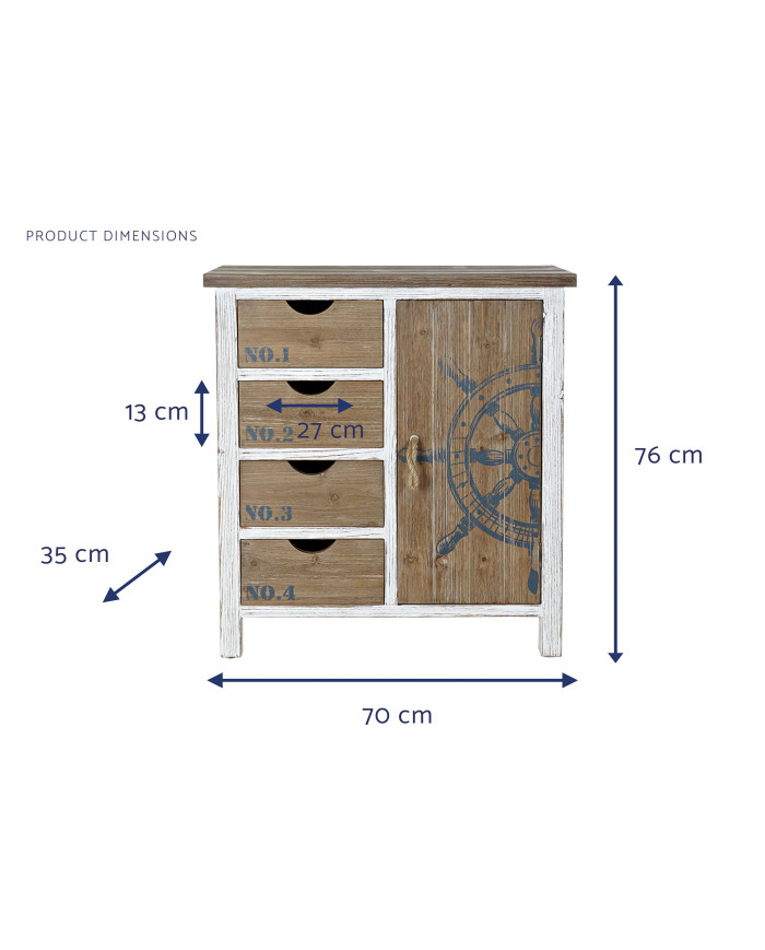 CAJONERA ABETO 70X35X76,5 TIMON NATURAL