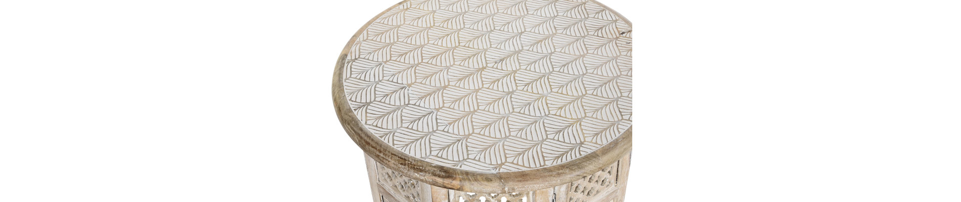 MESITA AUXILIAR MANGO 53X53X53 FLORAL MARRON