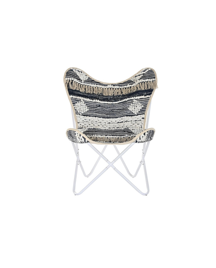 SILLON ALGODON HIERRO 74X65X90 MARIPOSA BLANCO