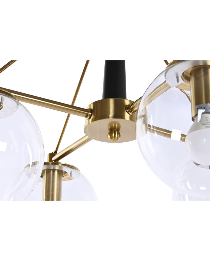 LAMPARA TECHO METAL CRISTAL 50X50X144 BOLAS DORADO