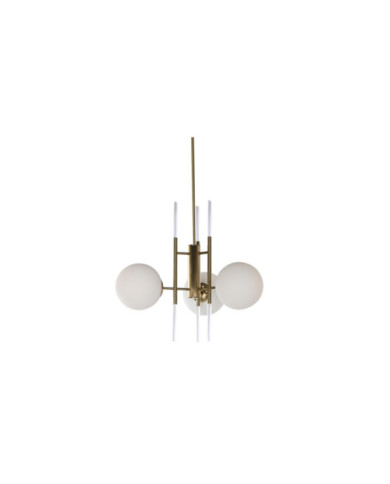 LAMPARA TECHO METAL CRISTAL 64X64X64 BOLAS DORADO