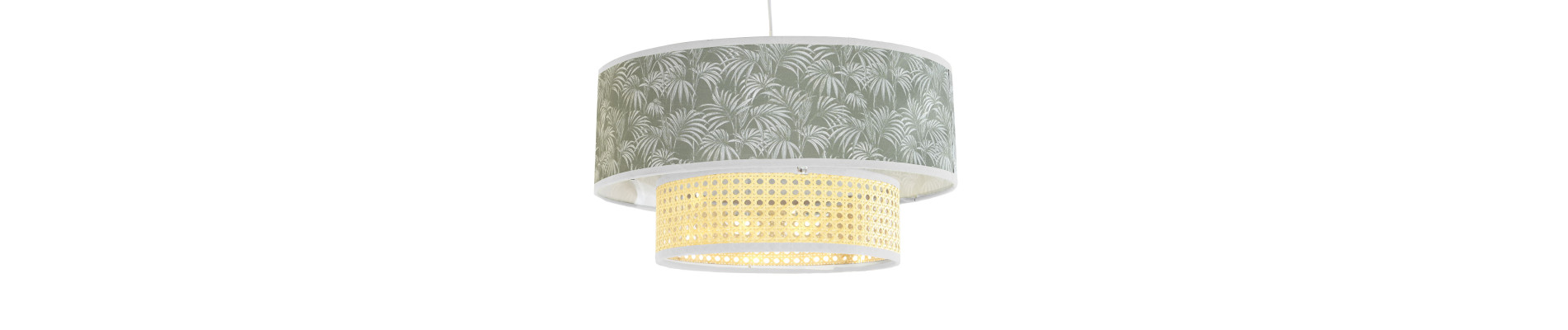 LAMPARA TECHO POLIESTER 46X46X25 PALMERAS VERDE